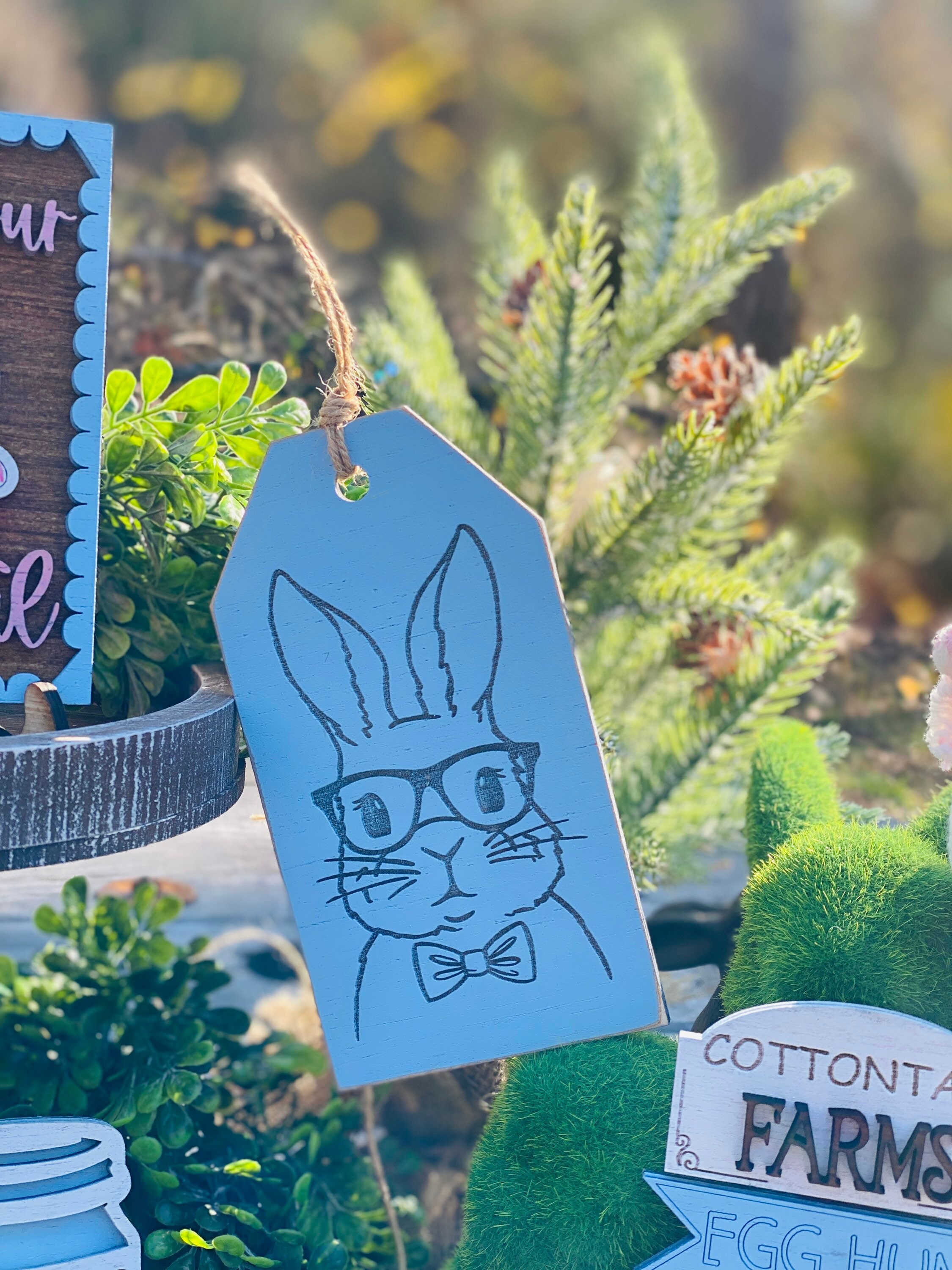 Easter bunny tier tray decor, tier tray set, Rae dunn decor, mini signs, 3d, tier tray signs, Easter, cottontail farms, shake your tail