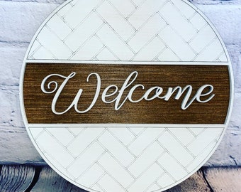 Welcome herringbone door hanger