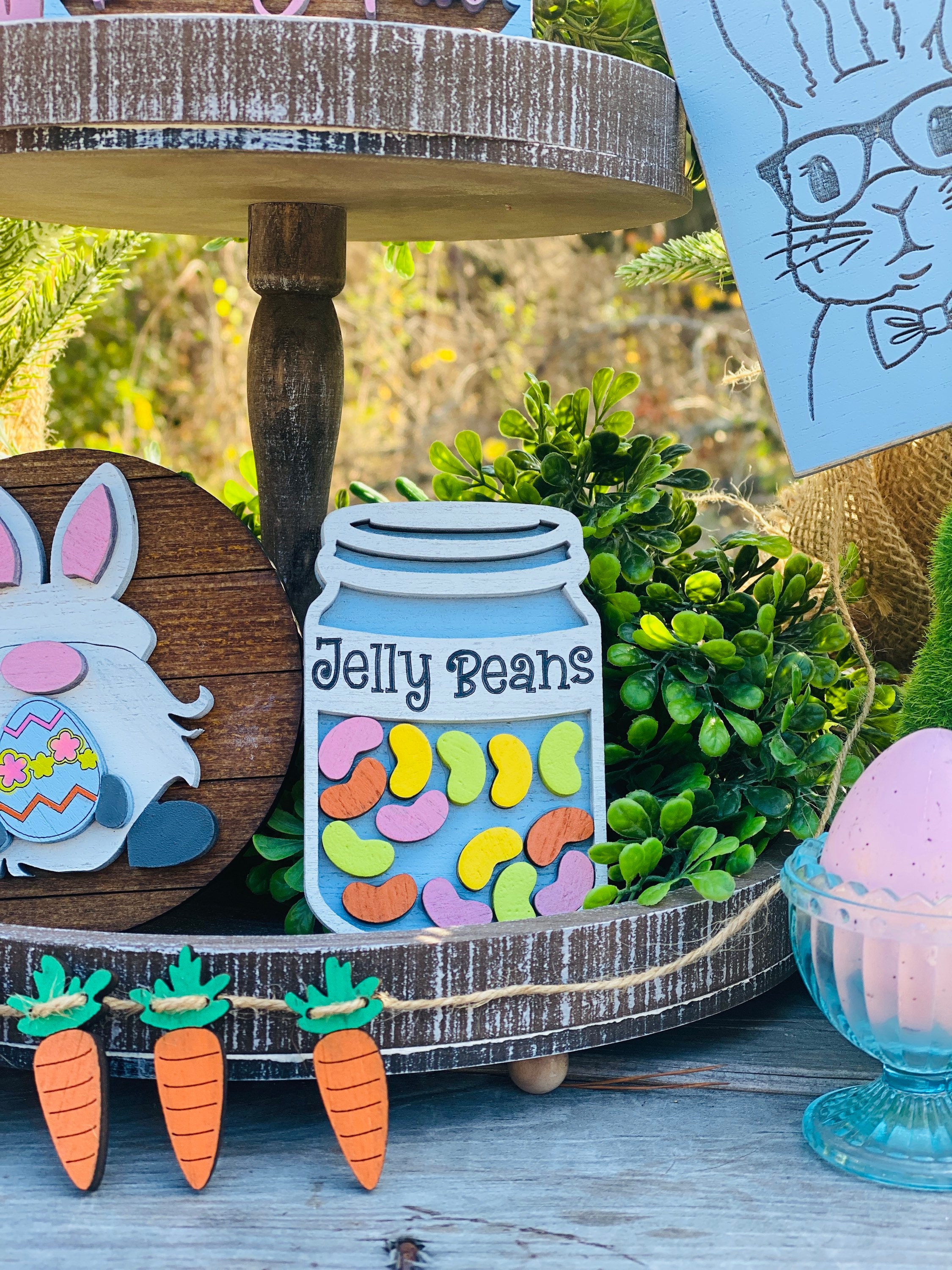 Easter bunny tier tray decor, tier tray set, Rae dunn decor, mini signs, 3d, tier tray signs, Easter, cottontail farms, shake your tail
