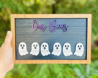 Personalized gifts - personalized Halloween sign - our Boos - Halloween ghost sign - wall decor - home decor - Fall decor - our boo family