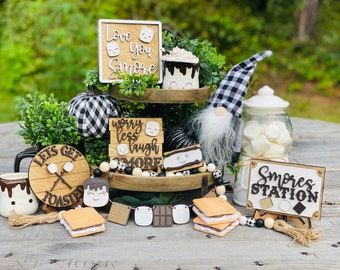 S’mores Tier Tray set, home decor, Rae Dunn, love you s’more, worry less laugh s’more, let’s get toasted, s’mores station, marshmallow