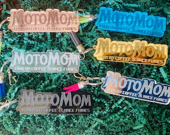 Moto mom keychain, acrylic, run on, coffee, race fumes, mx mom, mx, mama, gifts for mom, gift for wife, motocross, dirtbikes