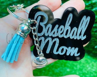 Baseball mom acrylic keychain with charm *FREE SHIPPING*
