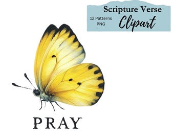Clipart de versículos bíblicos - Transparente - Acuarela - Clipart PNG imprimible - Scrapbooking - Manualidades - Descarga instantánea