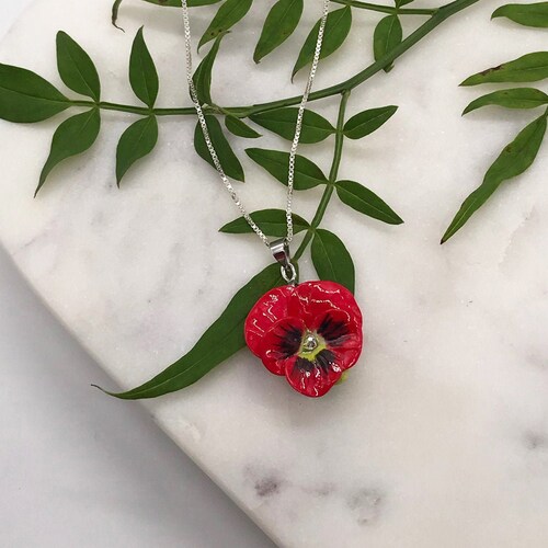 Porcelain Purple Pansy Pendant With Sterling Silver Necklace/ Etsy UK