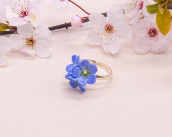 Porcelain Forget Me Not Ring/ Forget  Me Not Ring/ Ring/ Porcelain Ring/ Flower Ring/ Flower Jewellery/ Stacking Ring