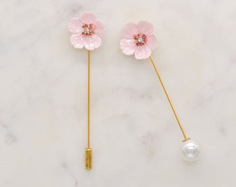 Pink Cherry Blossom Pin Brooch/ Wedding Pin Brooch/ Flower Pin/ Pink Flower Brooch/Lapel Pin Boutonniere/ Groomsmen Gift/Best Man Pin