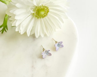 Porcelain Lilac Flower Stud Earring/ Small Lilac earrings/ Stud earrings/ Dainty earrings/ Porcelain Flower Earrings