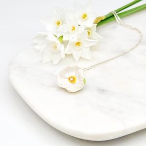 Porcelain White Poppy Pendant with sterling silver necklace/ Poppy Necklace/ Poppy Pendant/ Poppy/ Flower Necklace/ Flower Pendant/ Poppy