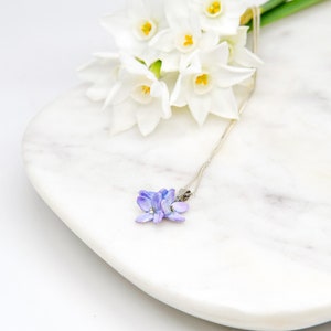 Porcelain Lilac Cluster Necklace/ Small Lilac Necklace/ Flower Necklace/ Dainty Necklace/ Porcelain Flower Necklace