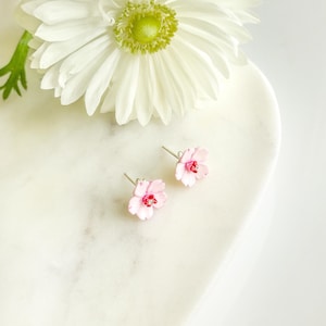 Porcelain Small Cherry Blossom Stud Earring/ Cherry Blossom earrings/ Stud earrings/ Dainty earrings/ Porcelain Flower Earrings