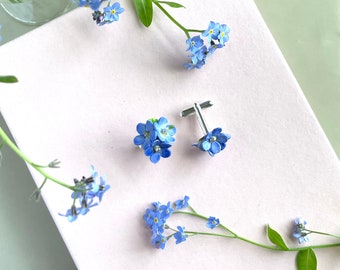 Boutons de manchette en porcelaine Forget Me Not/ Boutons de manchette de fleurs/ Cadeau de marié / Cadeau du meilleur homme / Cadeau de marié/ Boutons de manchette floraux