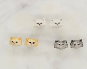 Porcelain Persian Cat Stud Earrings/ Cat Earrings/ Stud Earrings/ Cat Stud/ Earrings/ Gift For Her/ Cat Lover Gift/ Cat Jewellery