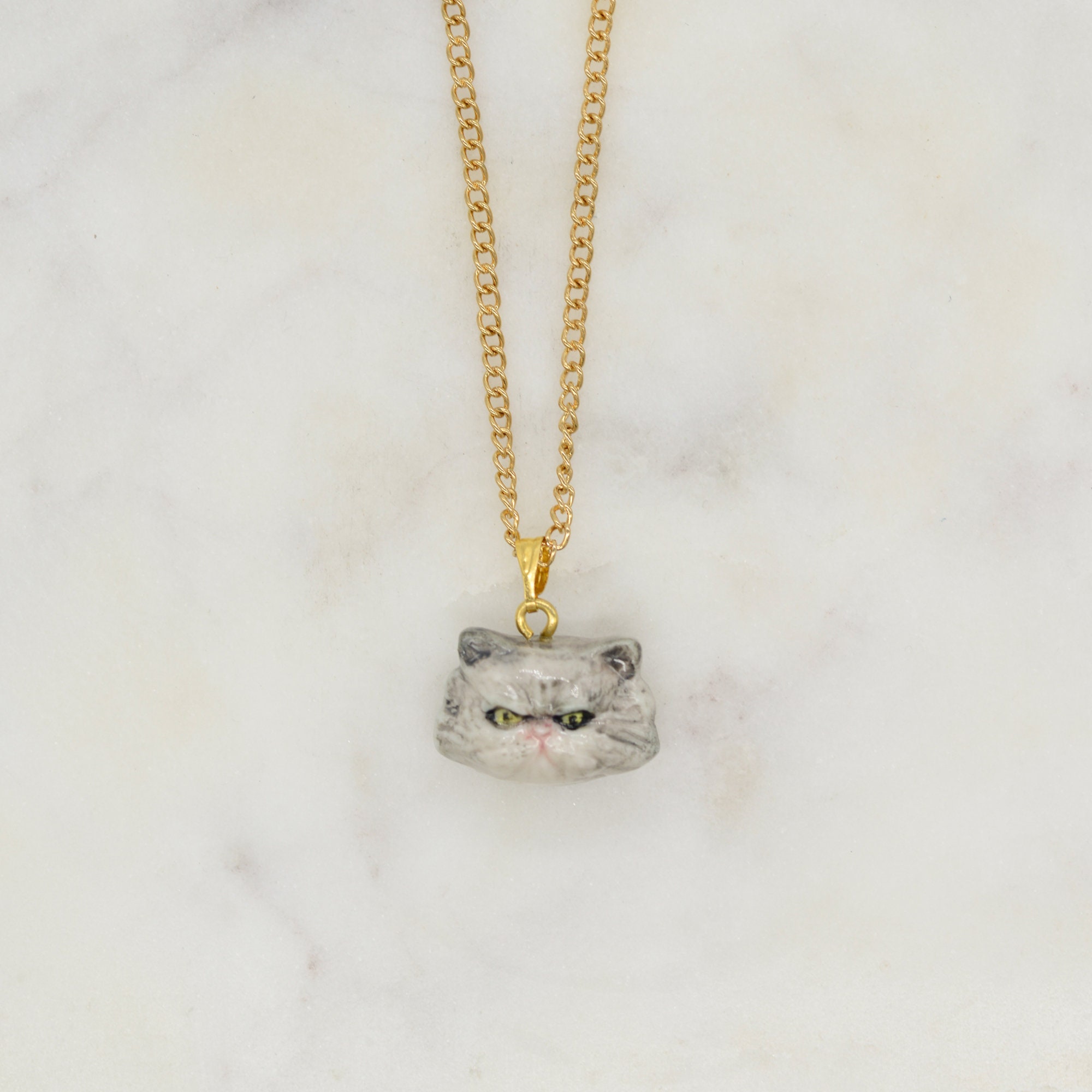 Porcelain Persian Cat Necklace/ Cat Necklace/ Necklace/ Cat Etsy