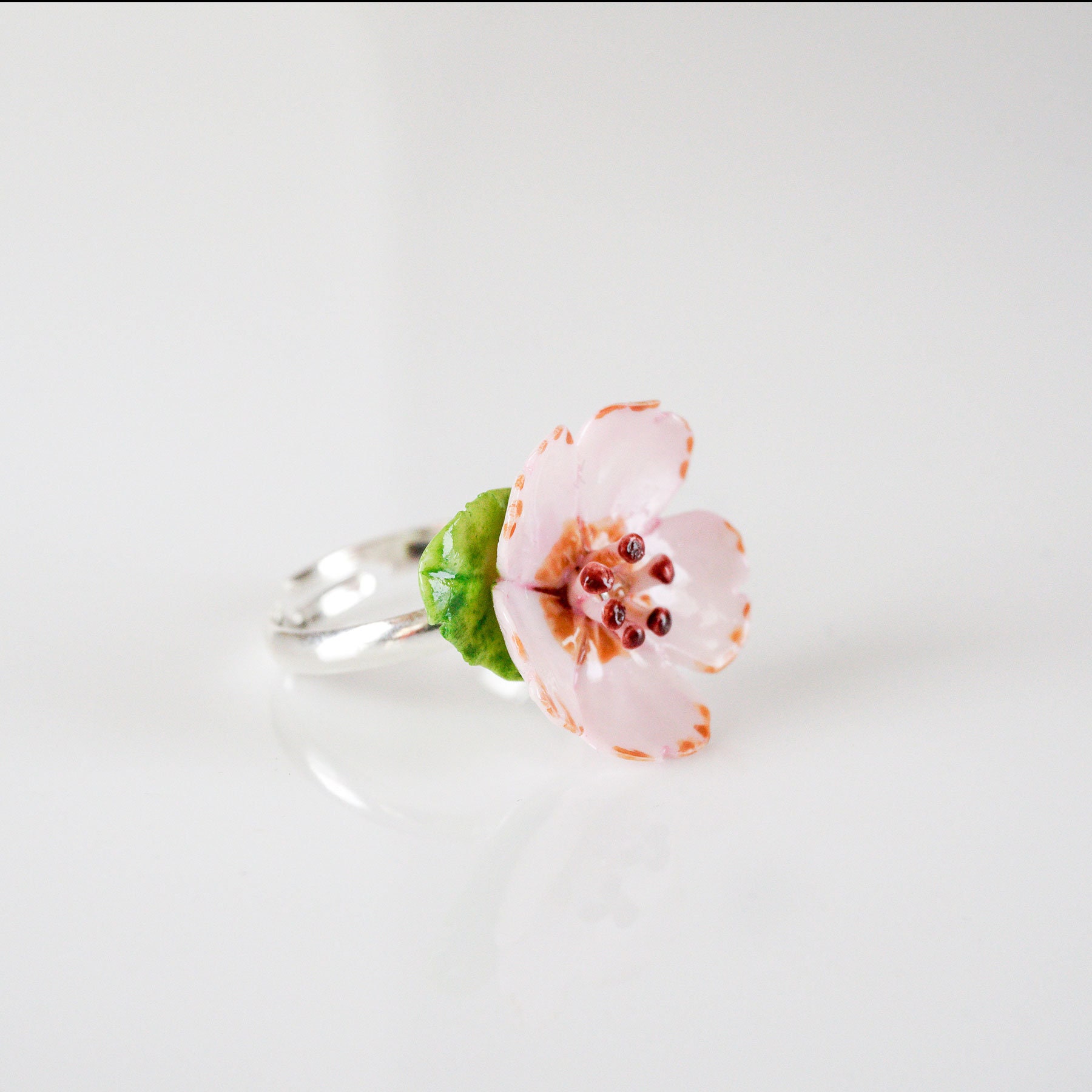 Porcelain Pink Cherry Blossom Ring/ Pink Flower Ring/ Ring/ Etsy