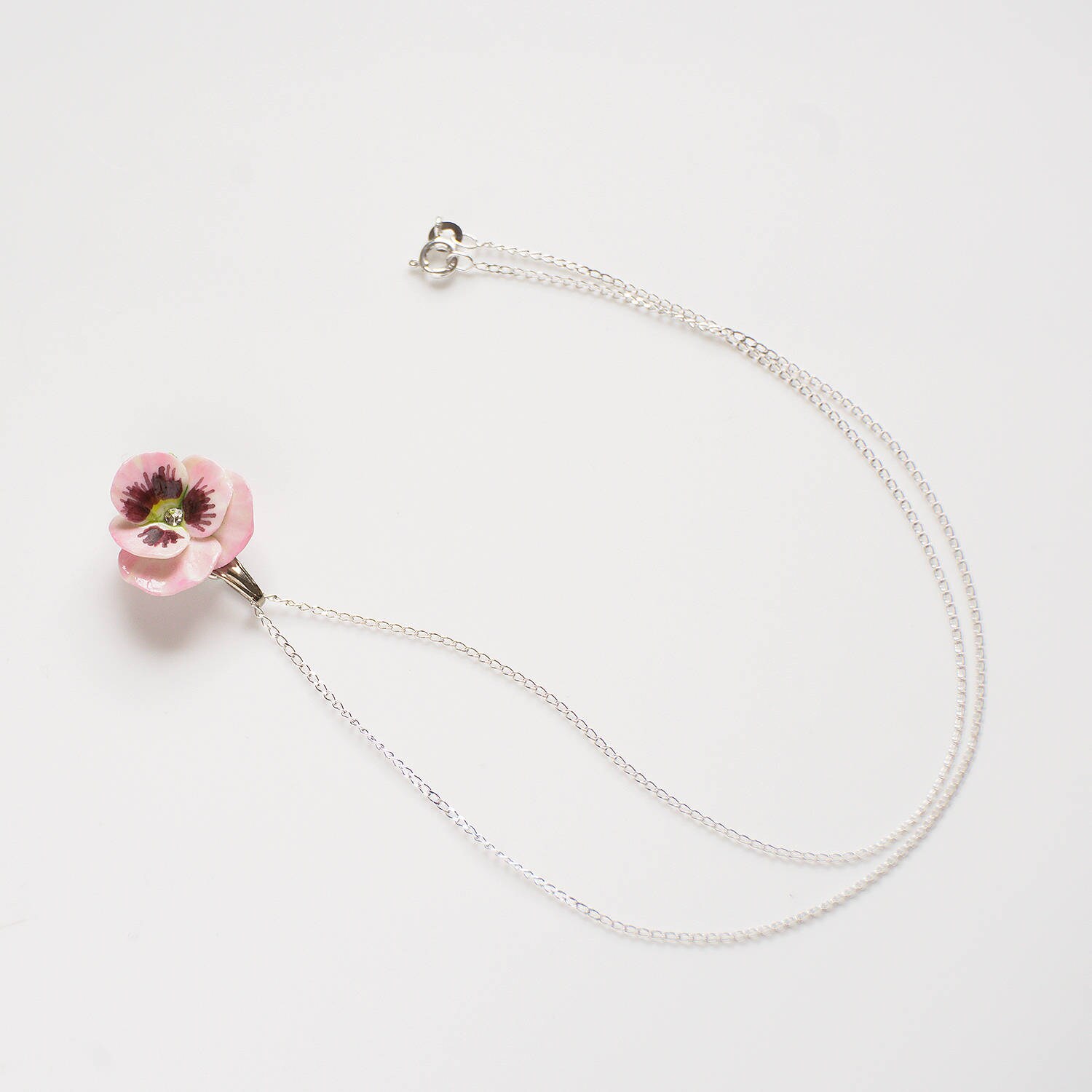 Porcelain Pink Pansy Pendant With Sterling Silver Necklace/ Etsy UK