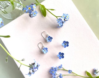 Porcelain Forget me not earring/ Forget me not earrings/ Stud earrings/ Dainty earrings/ Porcelain earrings/ Flower earrings/ Drop Earrings