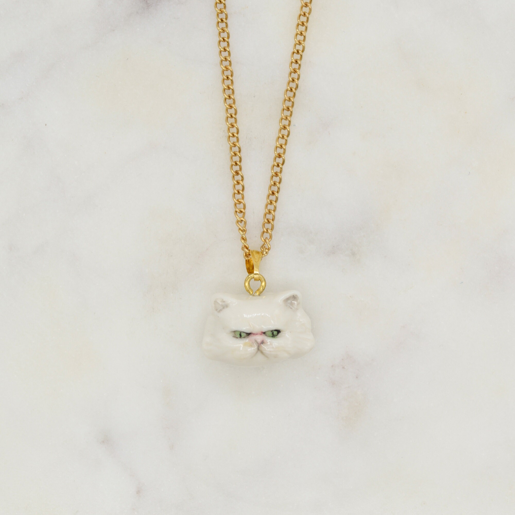 Porcelain Persian Cat Necklace/ Cat Necklace/ Necklace/ Cat Etsy