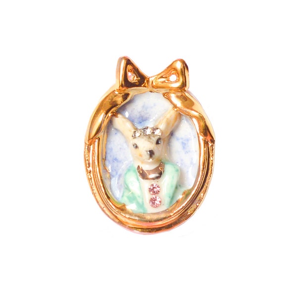 Pequeño porcelana Chihuahua perro Cameo broche / forma ovalada broche / broche de perro / broche de Cameo / broche del país de las maravillas / perro /Chihuahua