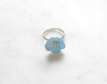 Porcelain Forget Me Not Ring/ Forget  Me Not Ring/ Ring/ Porcelain Ring/ Flower Ring/ Flower Jewellery/ Stacking Ring