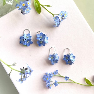 Porcelain Blue Forget Me Not drop earring/ earrings/ dangle earrings/ flower earrings/ porcelain earrings/ flower jewellery/ Forget Me Not