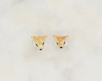 Porcelain Fox stud sterling silver earring/ Fox earrings/ stud earrings/ earrings/ Animal Earrings