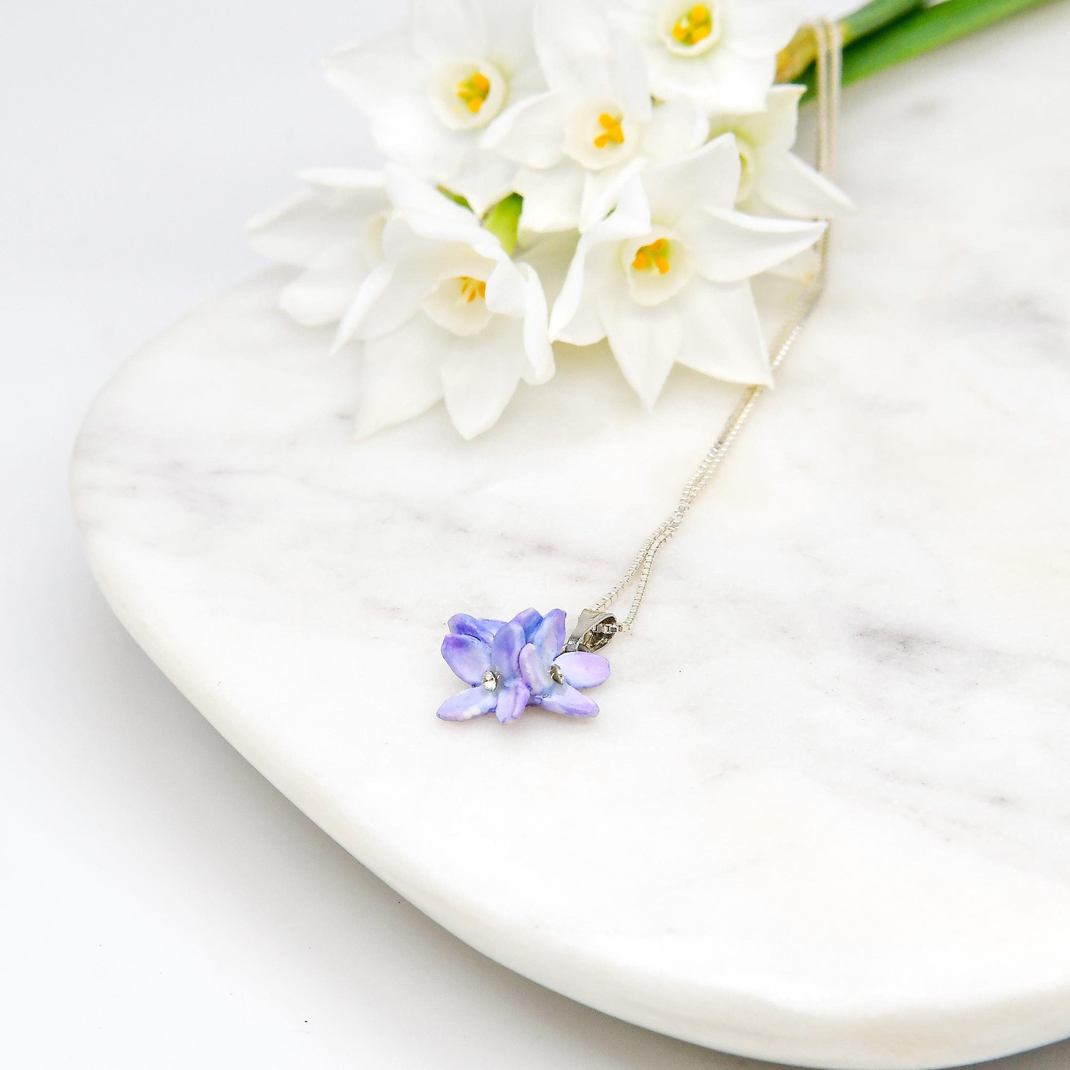 Porcelain Lilac Cluster Necklace Small Lilac Necklace Flower Necklace Dainty Necklace Porcelain Flower Necklace Etsy