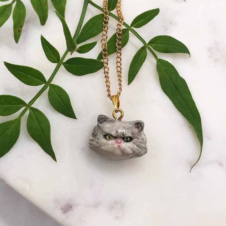 Porcelain Persian Cat Necklace/ Cat Necklace/ Necklace/ Cat Etsy