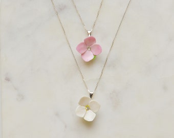 Porcelain Hydrangea Pendant Necklace/ Flower Pendant/ Flower Jewellery/ Flower Necklace/ Hydrangea/ Gift For Her/ Bridesmaid Gift