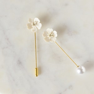 Porzellan Apfelblüte Pin Brosche/ Hochzeit Pin Brosche/Pin/ Brosche/Weiße Blumen Brosche/Anstecknadel Boutonniere/ Groomsmen Geschenk/Trauzeuge Pin