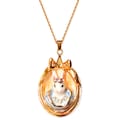 Porcelain Rabbit Cameo Necklace, 24ct Gold Detail, Swarovski Crystals