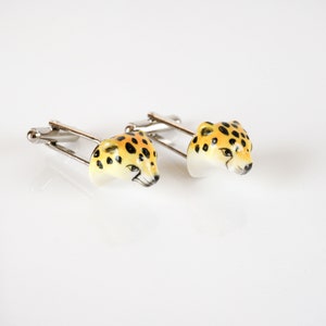 Porcelain Cheetah Cufflinks/ Animal Cufflinks/ Leopard/ Cat/ Cufflinks / Groom Gift / Best Man Gift image 3