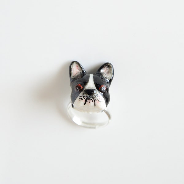 Français Bulldog Ring/ Français Bulldog Jewellery/ Dog ring/ Animal head ring/ Ring/ Cute ring/ Dog lover ring/ Ajustable ring