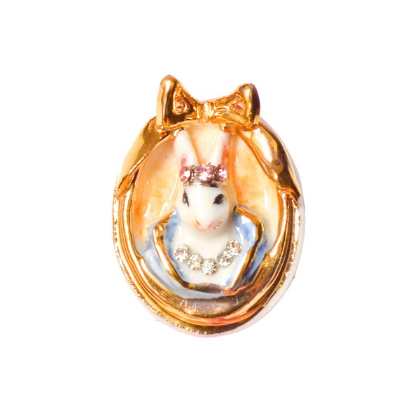 Pequeño conejo de porcelana Cameo broche / forma ovalada broche / broche de conejo / broche de Cameo / broche animal / broche de conejo / conejo