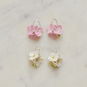 Porcelain Hydrangea drop earring/ earrings/ flower jewellery/ flower earrings/ porcelain earrings/ Hydrangea/ bridesmaid gift/ Gift for her