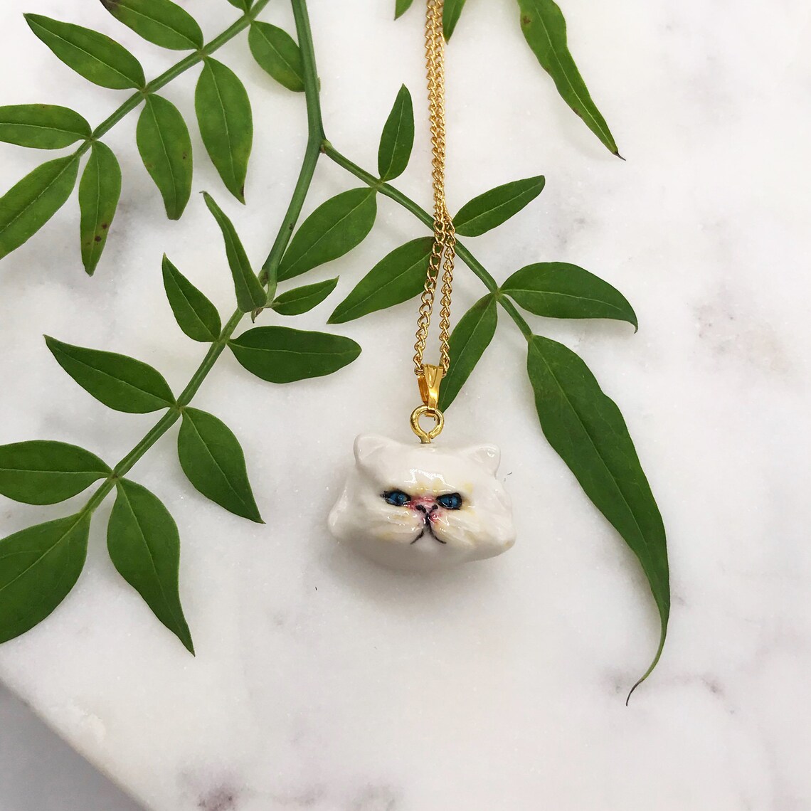 Porcelain Persian Cat Necklace/ Cat Necklace/ Necklace/ Cat Etsy