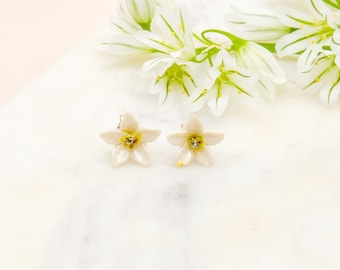 Porcelain Orange Blossom Stud Earring/ earrings/ flower jewellery/ flower earrings/ porcelain earrings/ Orange Blossom/ Gift For Her