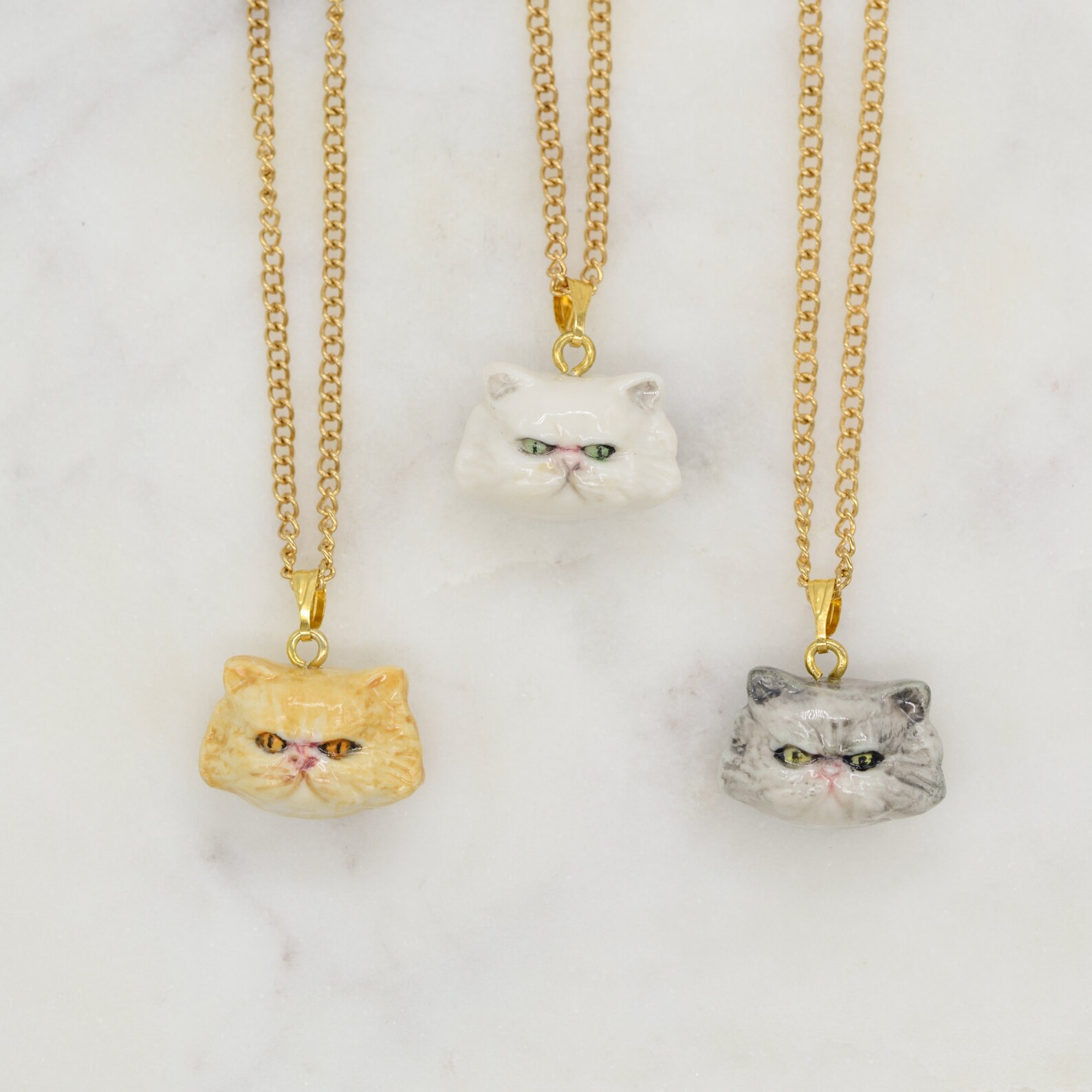 Porcelain Persian Cat Necklace/ Cat Necklace/ Necklace/ Cat Etsy