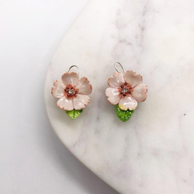 Porcelain Pink Cherry Blossom Drop Earring/ Earrings/ Dangle Etsy
