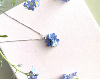 Porcelain Blue Forget me not necklace/ Flower Necklace/ Flower Jewellery/ Porcelain jewellery/ Gift for her