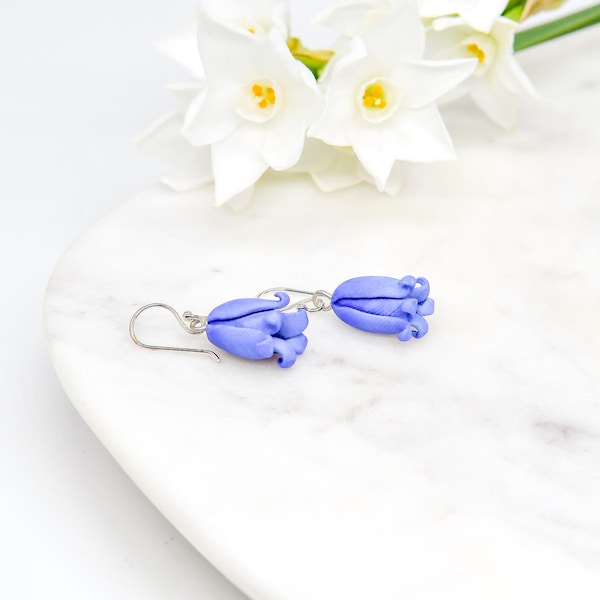 Porcelain Bluebell drop earring/ Bluebell earrings/ Drop earrings/ Ceramic flower earrings/ Porcelain earrings/ Flower earrings/Gift for her