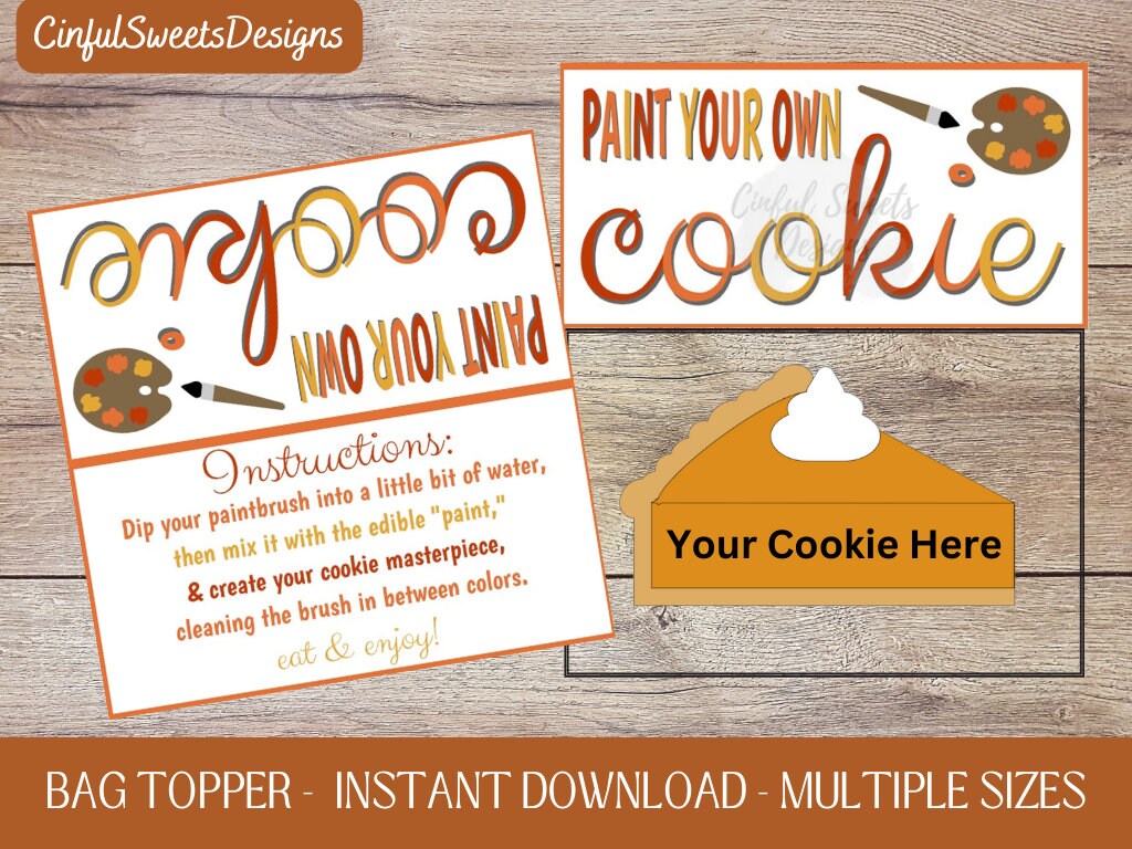 Thanksgiving PYO Paint Your Own Cookie Bag Topper / Thanksgiving / Printable Treat Bag Toppers / Fall / Instant Download