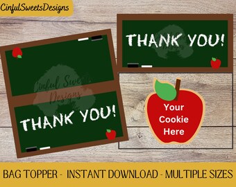 Thank You Back to School Cookie Topper / Teacher Appreciation / School / Printable Treat Bag Toppers / Chalkboard / Instant Download