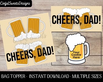 Prost, Papa! Alles Gute zum Vatertag Bier Keks Taschendeckel / Happy Fathers Day / Papa / Dads / druckbare Leckerlibeutel Topper / Instant Download
