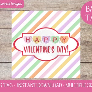 Happy Valentine&#39;s Day Candy Hearts Cookie Bag Tag / Valentine / Valentines / Heart / Favor Tag / Printable Treat Bag Tags / Instant Download
