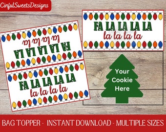 Fa La La La La Christmas Lights Cookie Bag Topper / Christmas / Printable Treat Bag Toppers / FaLaLaLaLa / Instant Download