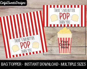 Es gibt keine Butter Pop Than You Happy Father's Day Popcorn Cookie Bag Topper / Väter / Papa / druckbare Leckerlibeutel Topper / Instant Download