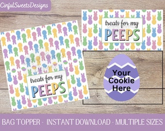 Easter Treats For My PEEPS Cookie Bag Topper / Happy Easter / Peeps / Peep / Printable Treat Bag Toppers / Gingerbread / Download