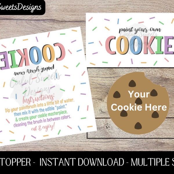 SPRINKLE Paint Your Own PYO Cookie Topper / Sprinkles / Pastel / Rainbow / Treat Bag Toppers / Printable / Cookie Topper / Instant Download