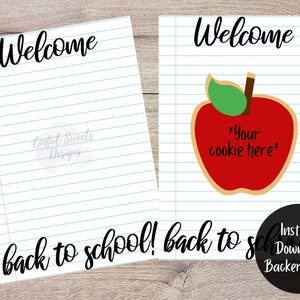 Welcome Back to School Cookie Backer Card / Teacher Appreciation / School / Printable Treat Backer Card / Back to School / Paper / Instant